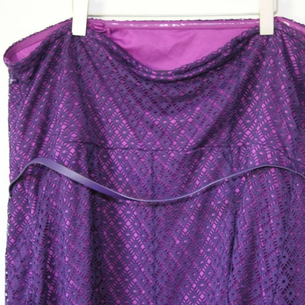 NWT Lane Bryant Crochet Overlay Tube Dress Geo Lace Purple Plus Size 26 H12954 - Picture 7 of 11